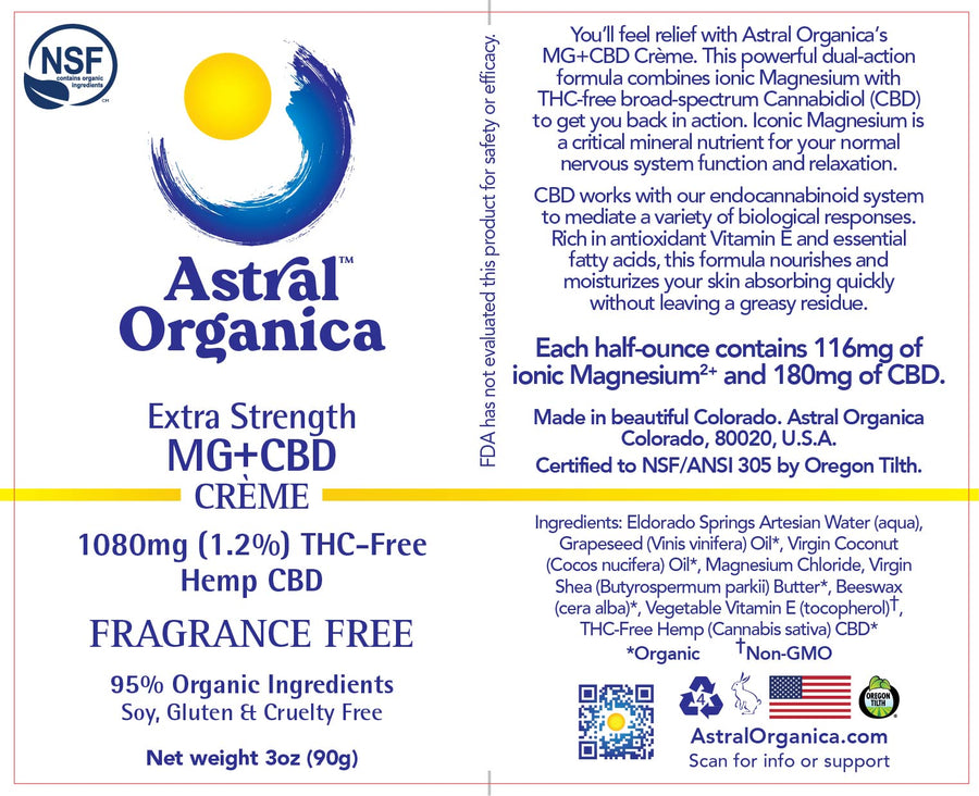 Magnesium + CBD Crème Extra Strength Fragrance Free